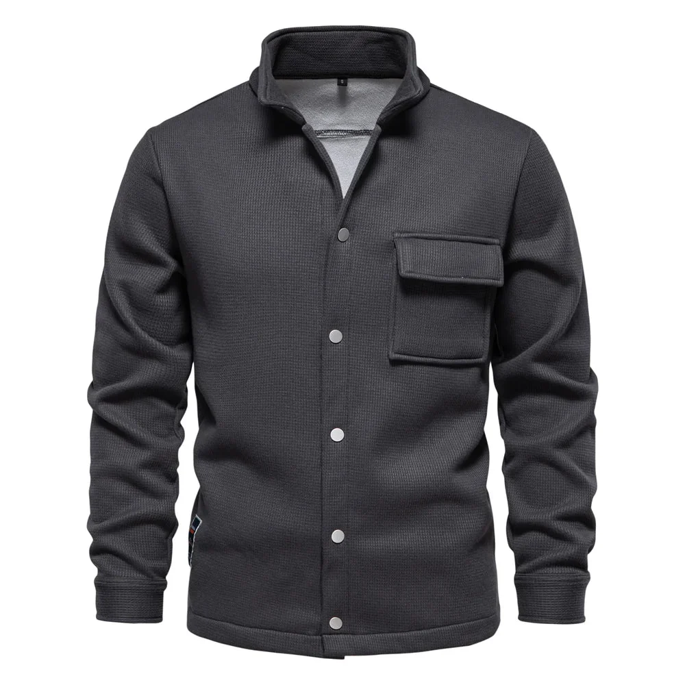 Herren-Winterjacke | Mit dickem Fleecefutter | Stehkragen mit Knopfleiste