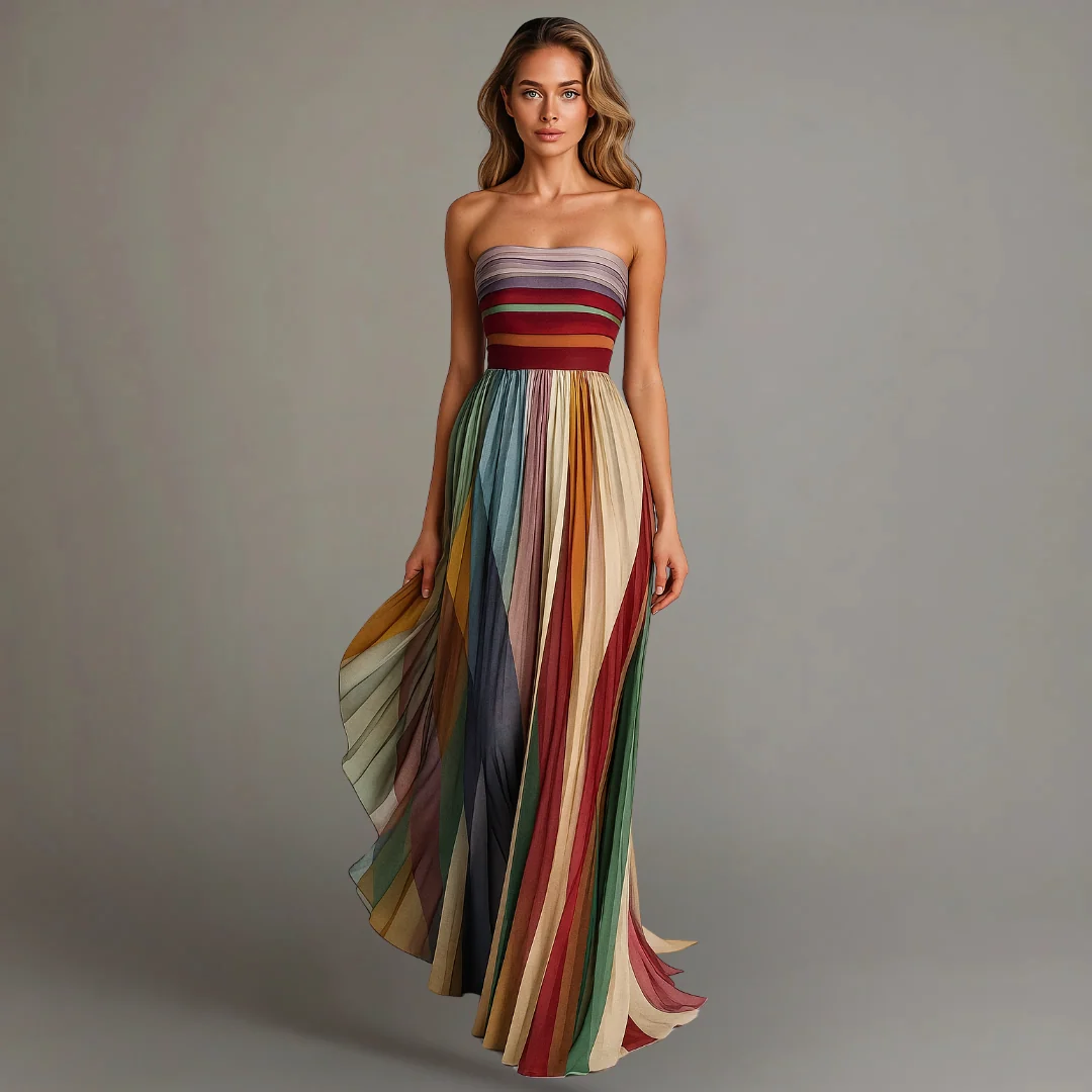 Tr?gerloses Plissee-Maxikleid f��r Damen