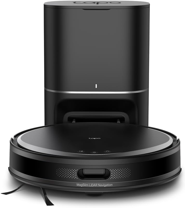 TP-Link Tapo RV20 Max Plus – Robot odkurzająco-mopujący 5300Pa z automatycznym opróżnianiem, nawigacją LiDAR, mapowaniem pięter, sterowaniem aplikacją i głosem – idealny do sierści i twardych podłóg