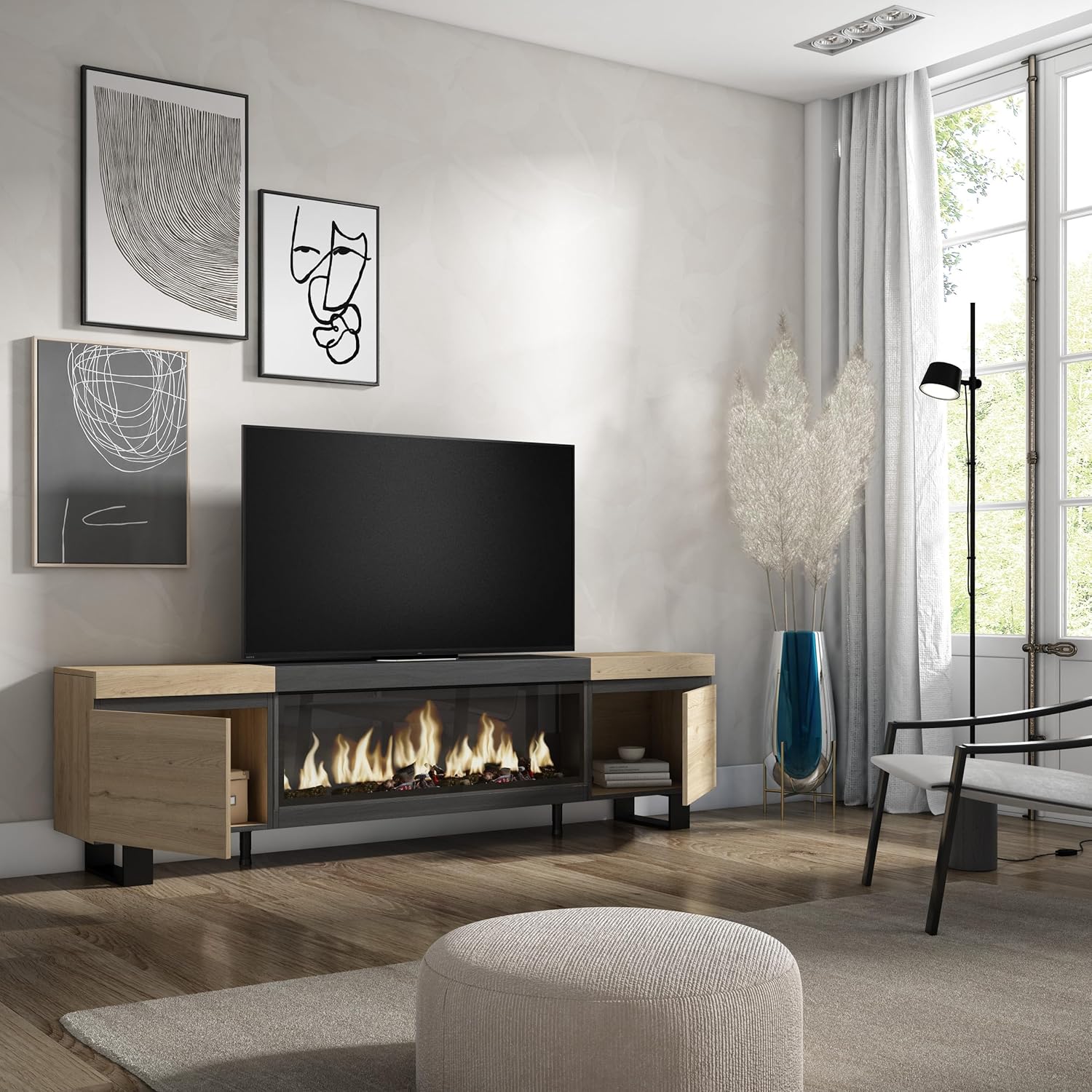 Skraut Home | TV-Schrank, Lowboard | für Wohnzimmer und Esszimmer | 210 | Für TV-Geräte bis zu 80