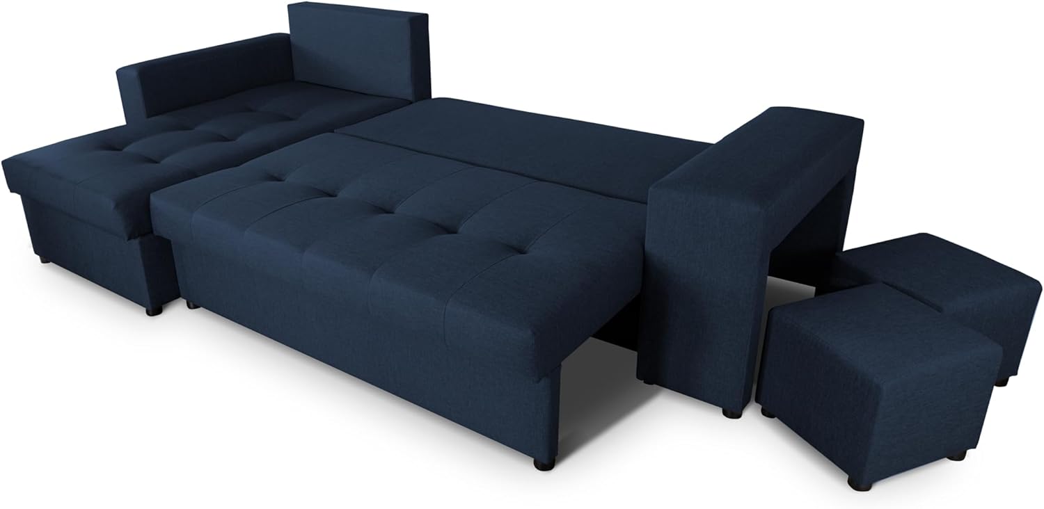 NAWSTOL - Sofa narożna Leon z funkcją spania i skrzynią na pościel – nowoczesna sofa do salonu – możliwość montażu z lewej lub prawej strony (szara + biała sztuczna skóra)