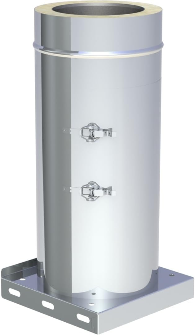 Jeremias DW-FU Ø 130 mm Revisionselement Design Plus Edelstahl mit Grundplatte Kondensatablauf Innenbereich bis 600°C
