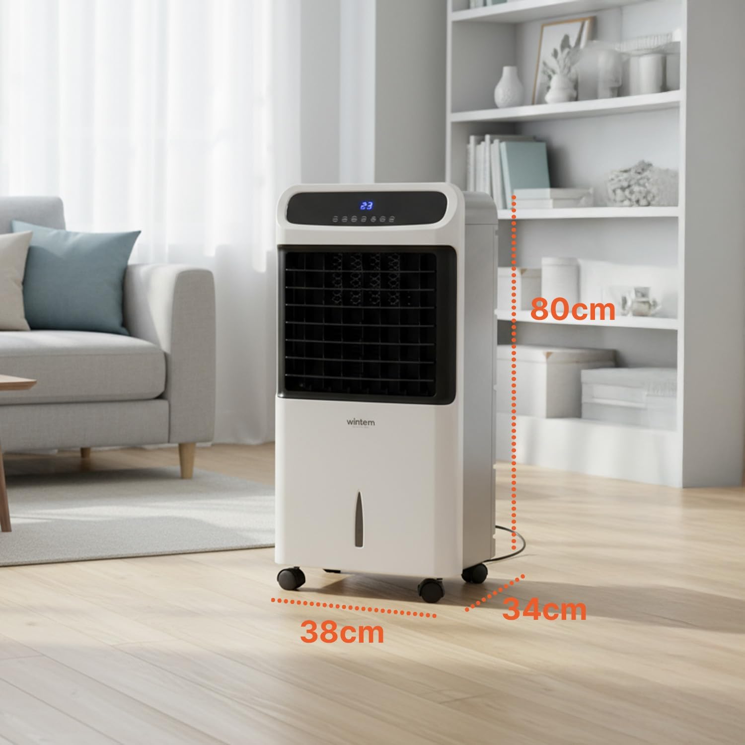 Avilia - Verdunstungskühler Trio Clima 4-in-1 Kalt/Warm 80-2000W mit Befeuchtung, Luftreinigung, Tank 10L, Timer 12H, Fernbedienung und Rollen für Haus und Büro