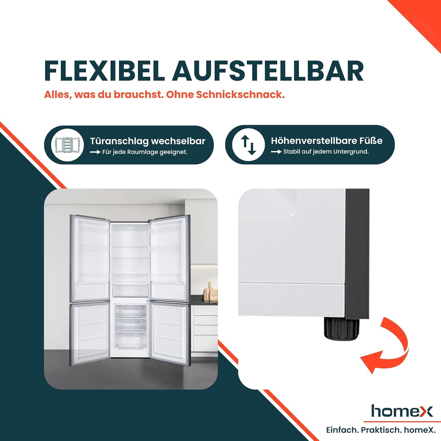 homeX Kühlschrank mit Gefrierfach, Kühl-Gefrier-Kombination freistehend, groß - 315 Liter, 4-Sterne Gefrieren, Super-Frost-Funktion, leise, EEK C, XXL Kühl Gefrierkombination silber, CFS3151C-S