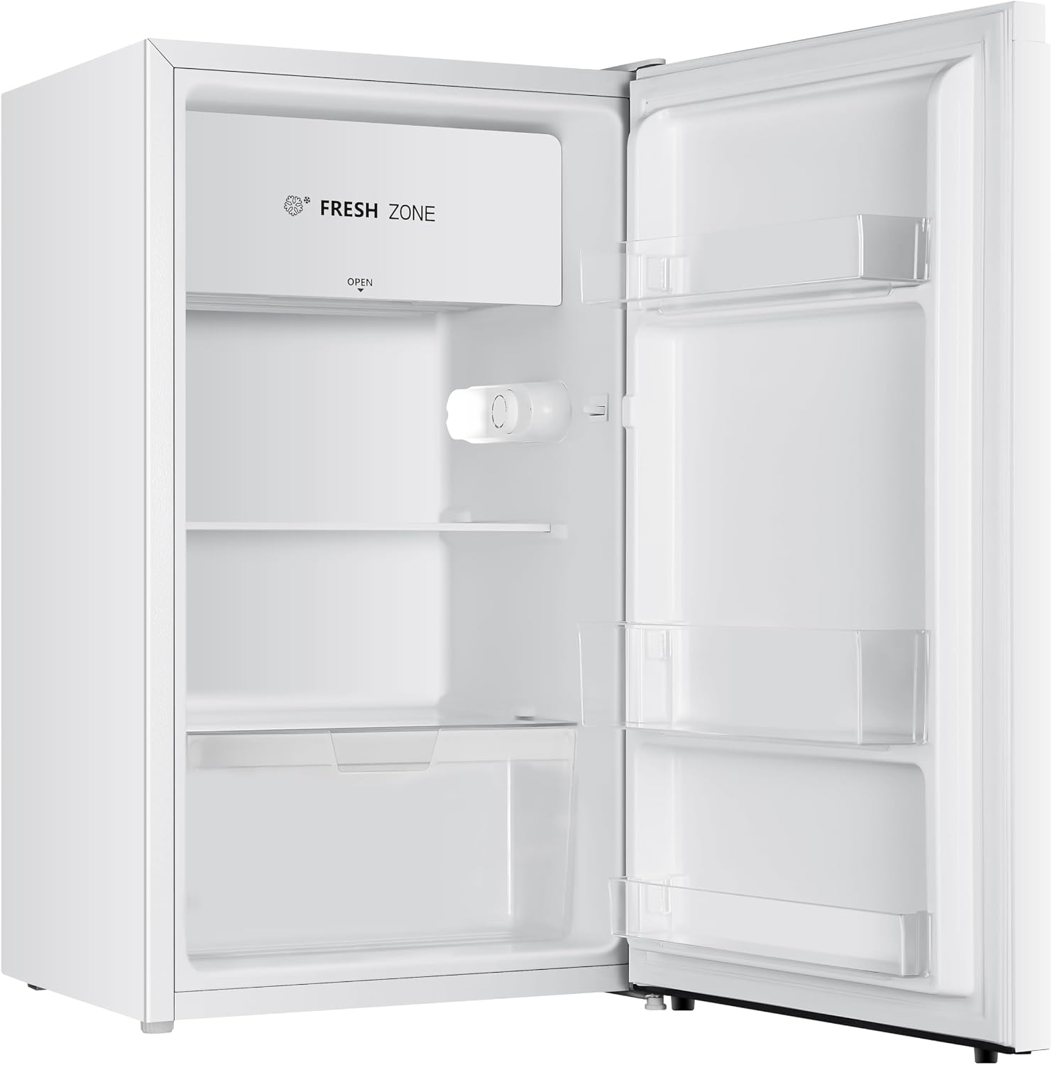 PKM KS93E Kühlschrank mit Kaltlagerzone | 94 Liter | Weiß | Sehr leise mit 36 dB | Wechselbarer Türanschlag | 1 Gemüseschublade | 47,5 cm Breite | Regelbares Thermostat | Energieeffienzklasse E