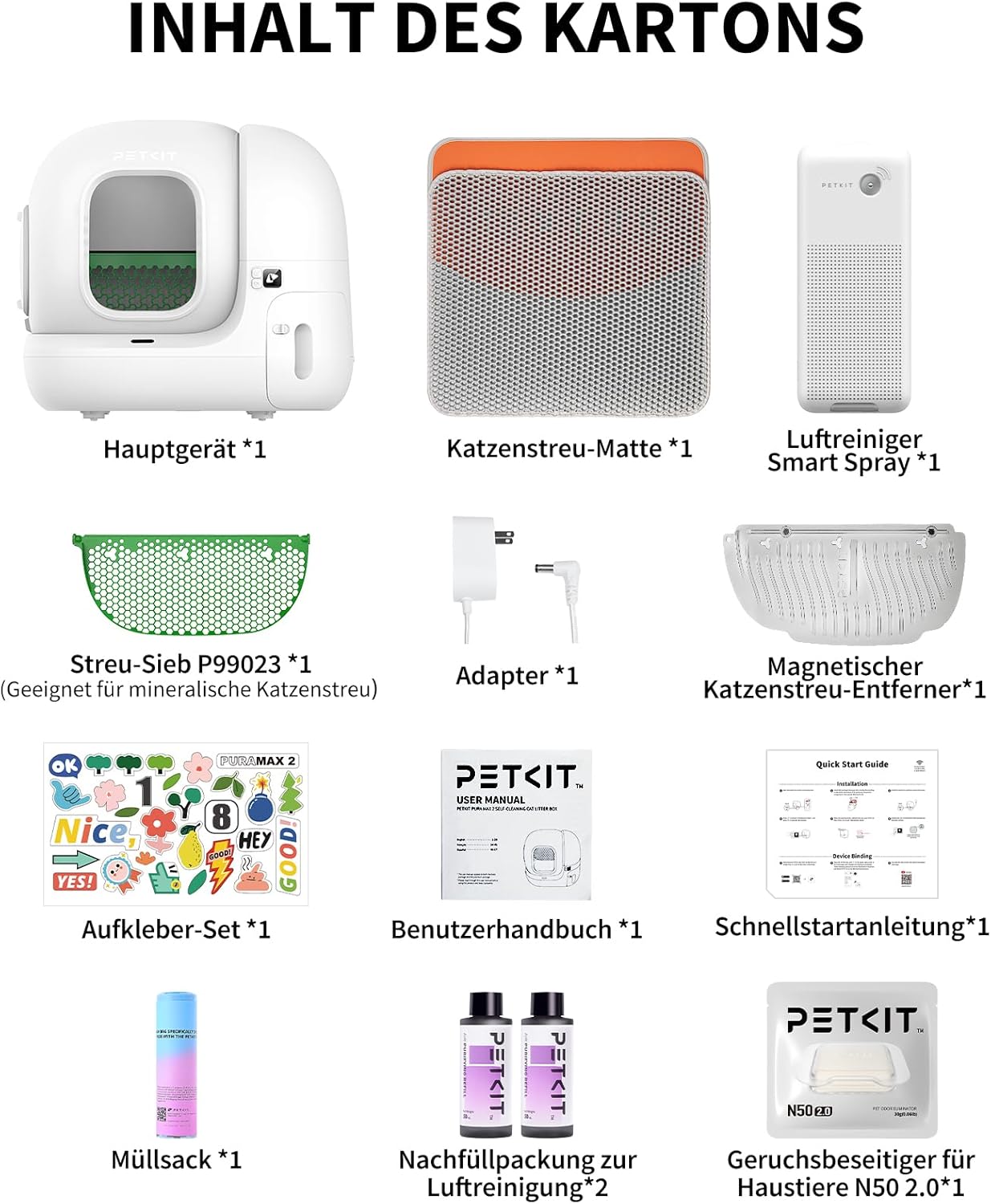 PETKIT Pura Max 2 Selbstreinigende Katzentoilette, 76L Katzenklo Selbstreinigend,xSecure,Geruchsbeseitigung,App-Steuerung,Große Fassungsvermögen,Automatisches Katzenklo für Mehrere Katzen