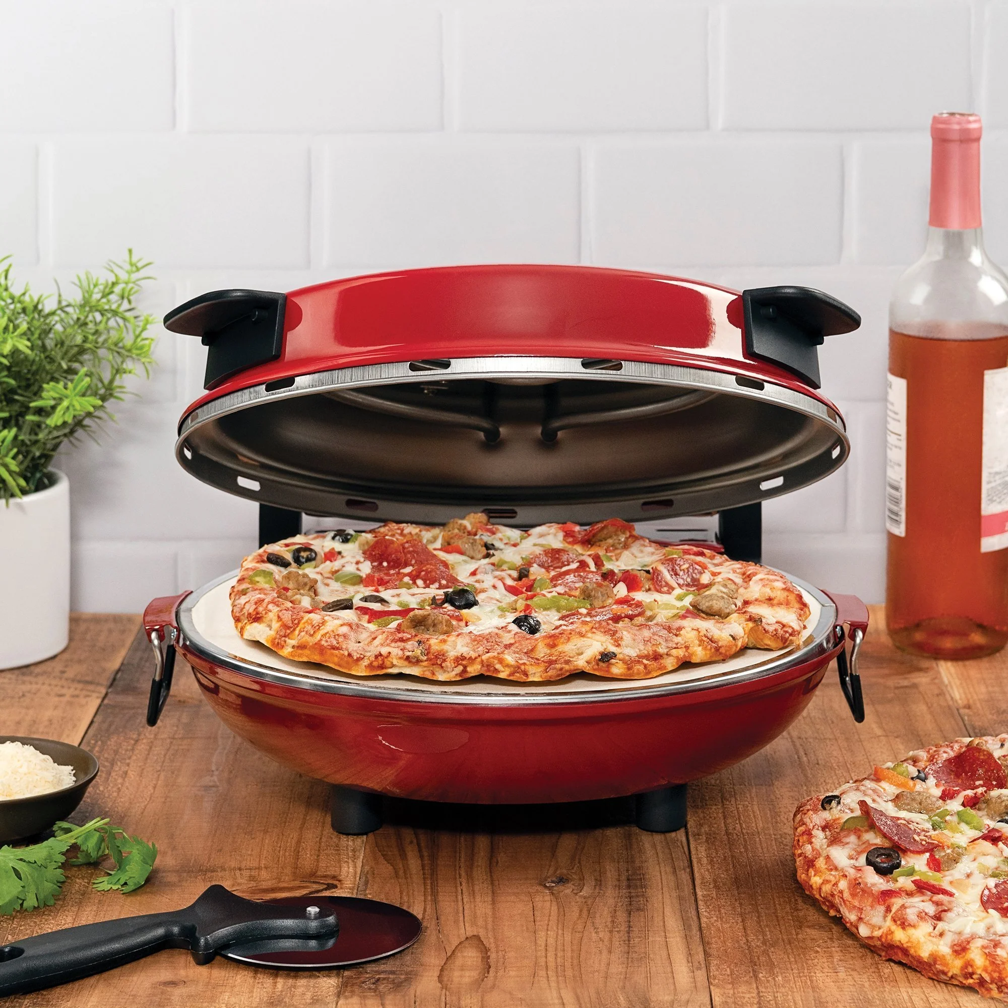 Kalorik? Pizza Baksteenoven �C Authentieke Bakstenen Ovenstijl, Dual Heat Elements, Instelbare Temperatuur, 12�� Baksteen