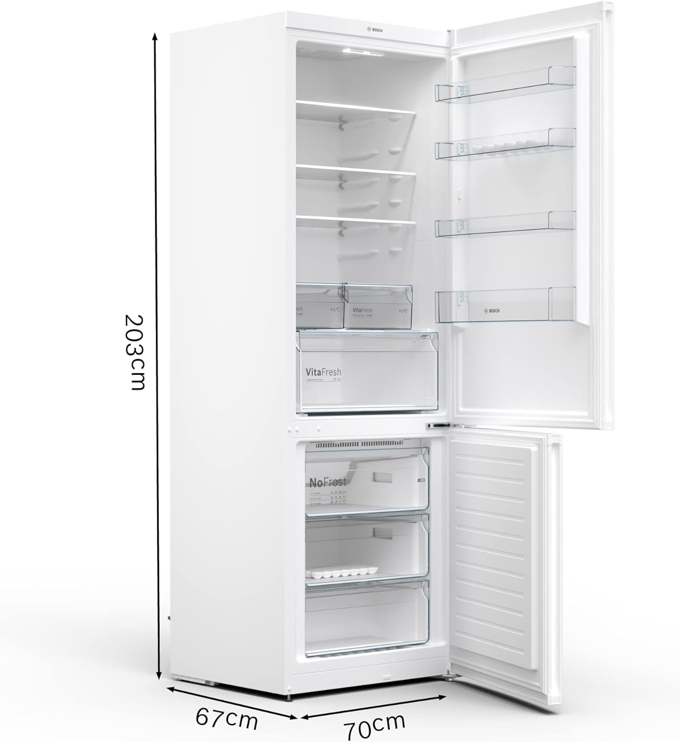 Bosch KGN49XWEA - Série 4, Réfrigérateur combiné pose-libre, 203 x 70 cm, Blanc