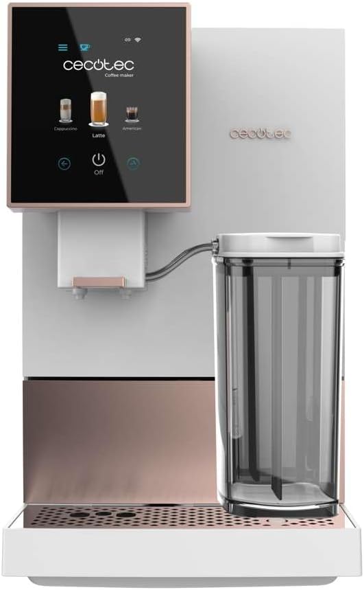Cecotec Kompakte Superautomatische Kaffeemaschine mit Wifi Cremmaet Compactccino Connected Black Rose. 1350W, 19 Bar, TFT-Bildschirm und APP, Mahlwerk, Milchtank 400 ml und 1 Liter Wasser