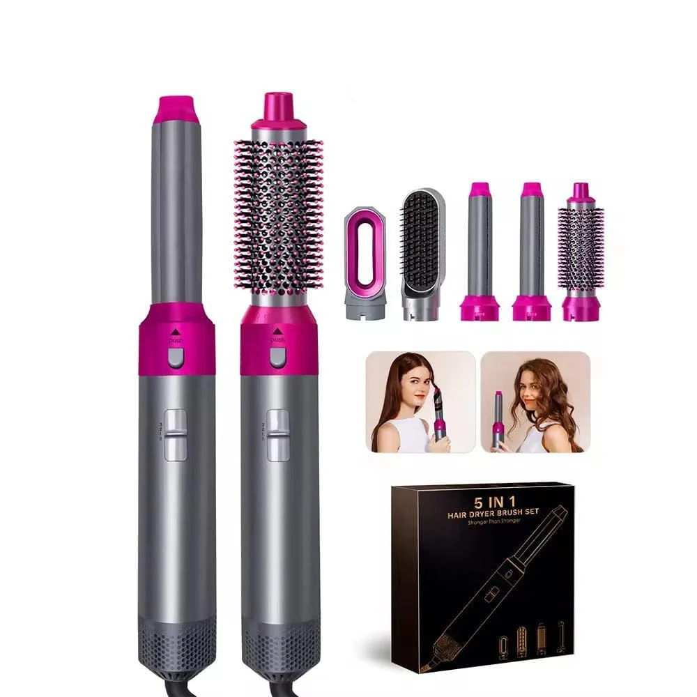 5-in-1 Hair Dryer Brush Set with Straightener and Curler