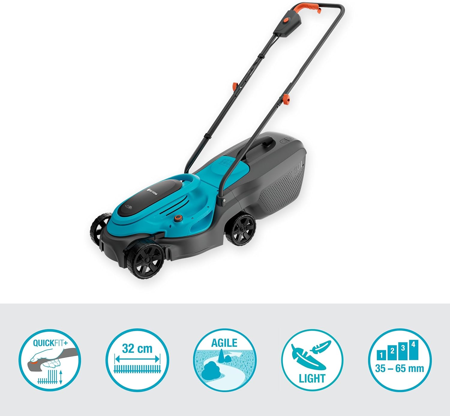 Gardena EasyMax 30/18V Ready-to-Use Set Akku-Rasenmäher, 30 cm Schnittbreite, inkl. Power for All-Akku, kompakt und wendig, ideal für kleine Gärten (14629-20)