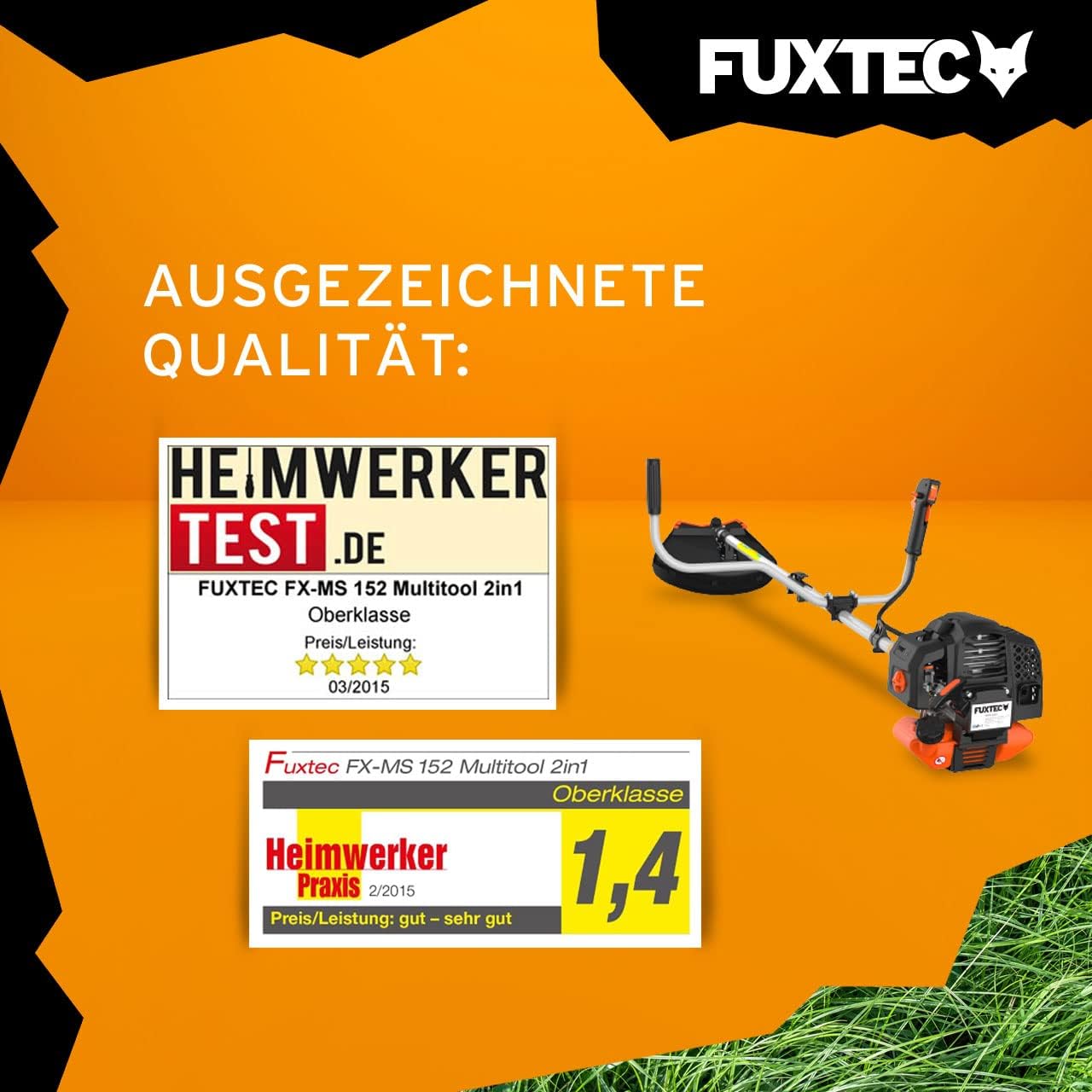 FUXTEC Benzin Motorsense FX-MS152 mit 52 cc, 2in1 Multitool, Profi-Tragegurt und 3 PS Leistung Trimmer Rasentrimmer Freischneider fs Faden 2-Takt, getestet in der Oberklasse mit Note 1,4 Easy Starter