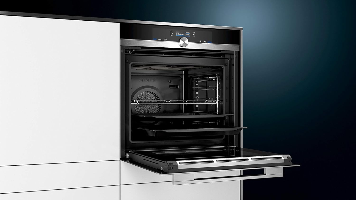 Siemens HB578GBS3, iQ500, Einbau-Backofen 60 x 60 cm, activeClean Pyrolyse Selbstreinung, TFT-Display, 3D Heißluft, Schnellaufheizung, cookControl40 Automatikprogramme, softMove, Edelstahl