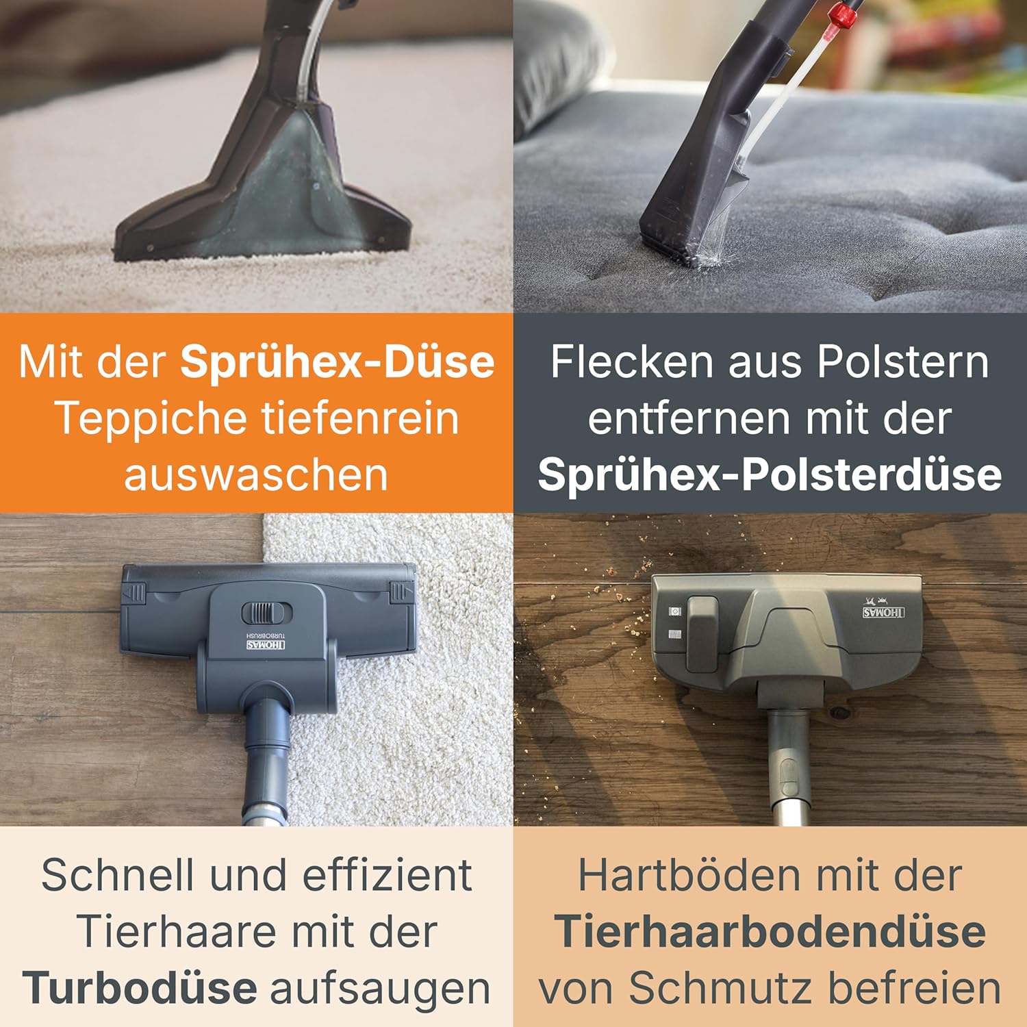 THOMAS Aqua+ PET & Family – 1700W starker Staubsauger für Tierhaare – Nasssauger & Trockensauger - Polsterreiniger & Staubsauger mit Wischfunktion für Teppich, Sofa, Polster & Matratze
