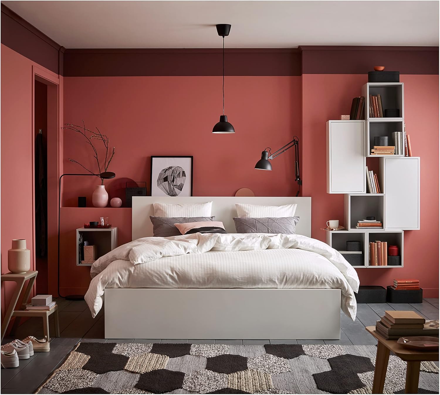 IKEA MALM Bettgestell, hoch, mit 2 Aufbewahrungsboxen, 140 x 200 cm, Weiß/Luröy