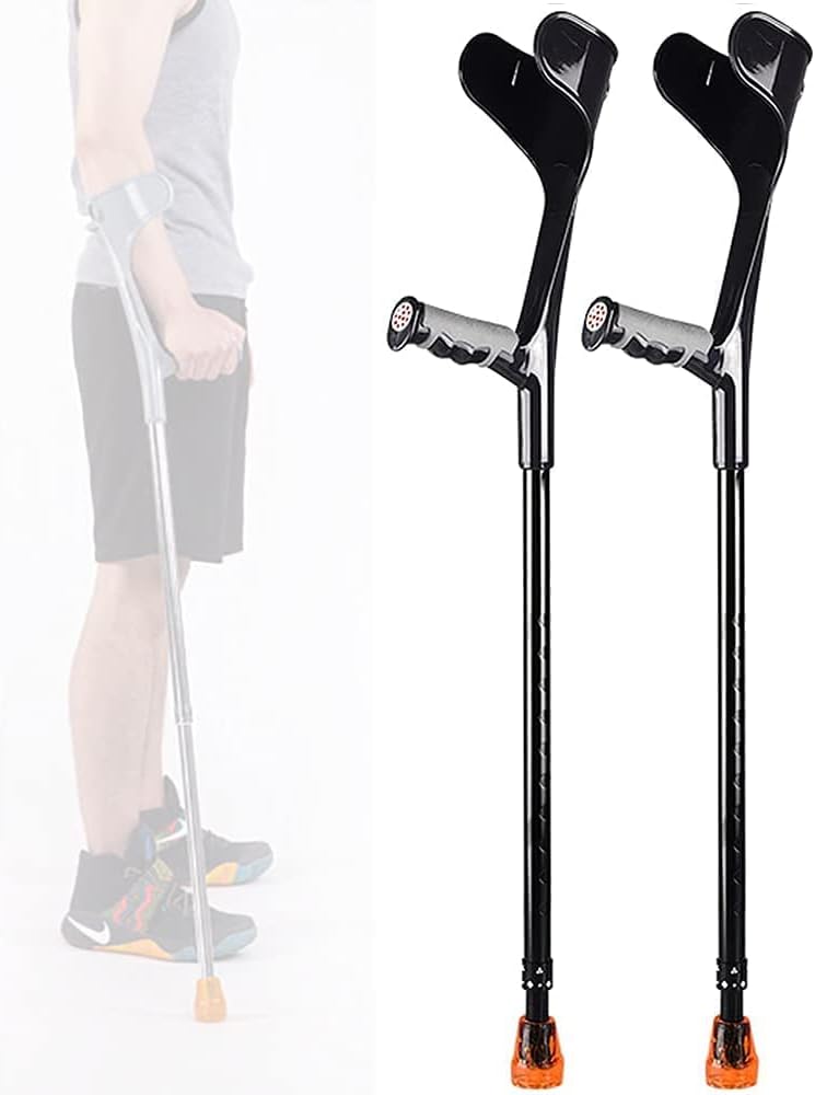 Gehhilfen für Senioren Aluminium Unterarmkrücken, Faltkrücken Erwachsene mit rutschfesten Spitzen, Gehhilfen zum Gehen, Ergonomisch verstellbare Gehhilfen,Schwarz,EIN Rollator Walkerble Mobi