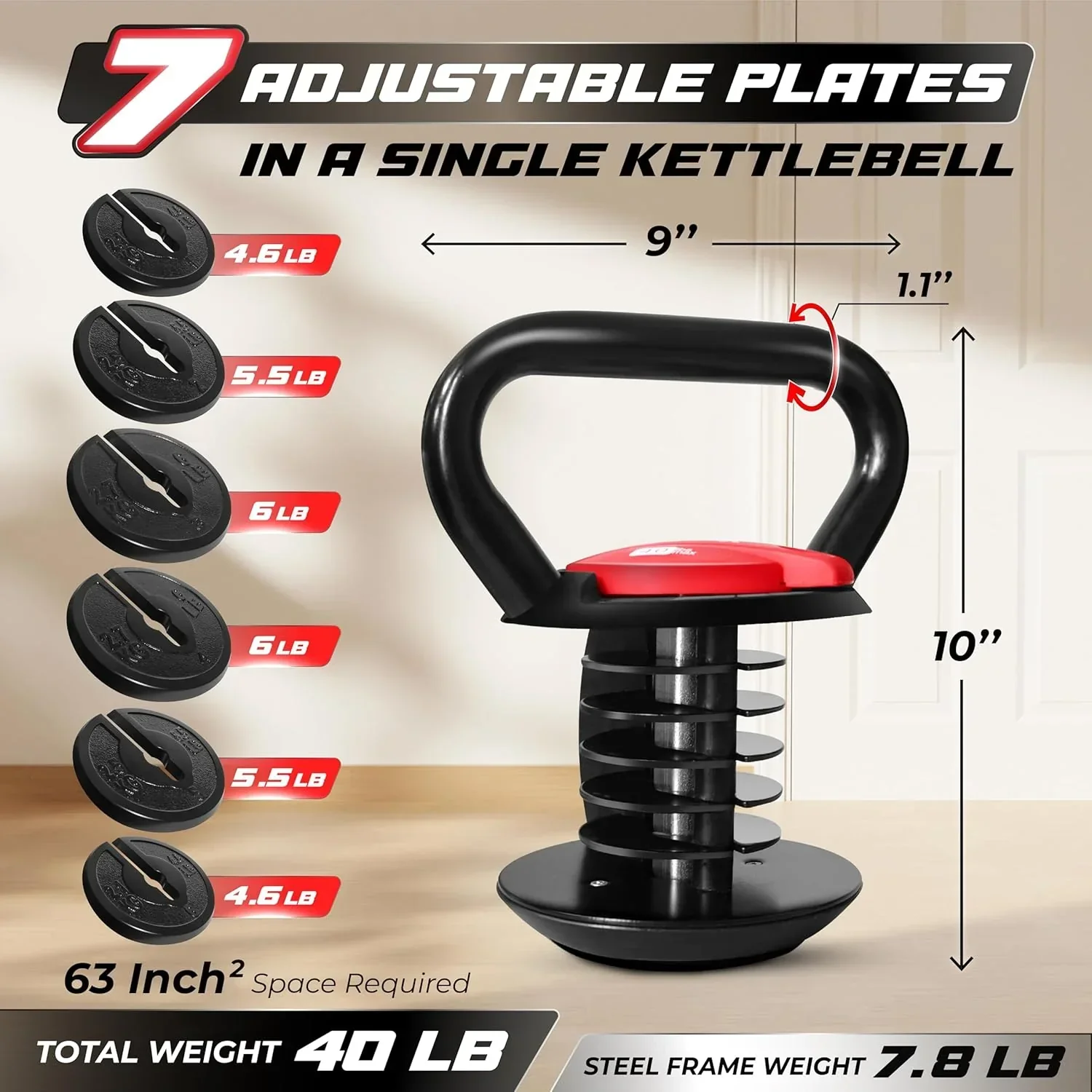 Yes4All Adjustable Kettlebell Kettle Grip Kettlebell Handle Convert to Kettlebells Weight Set