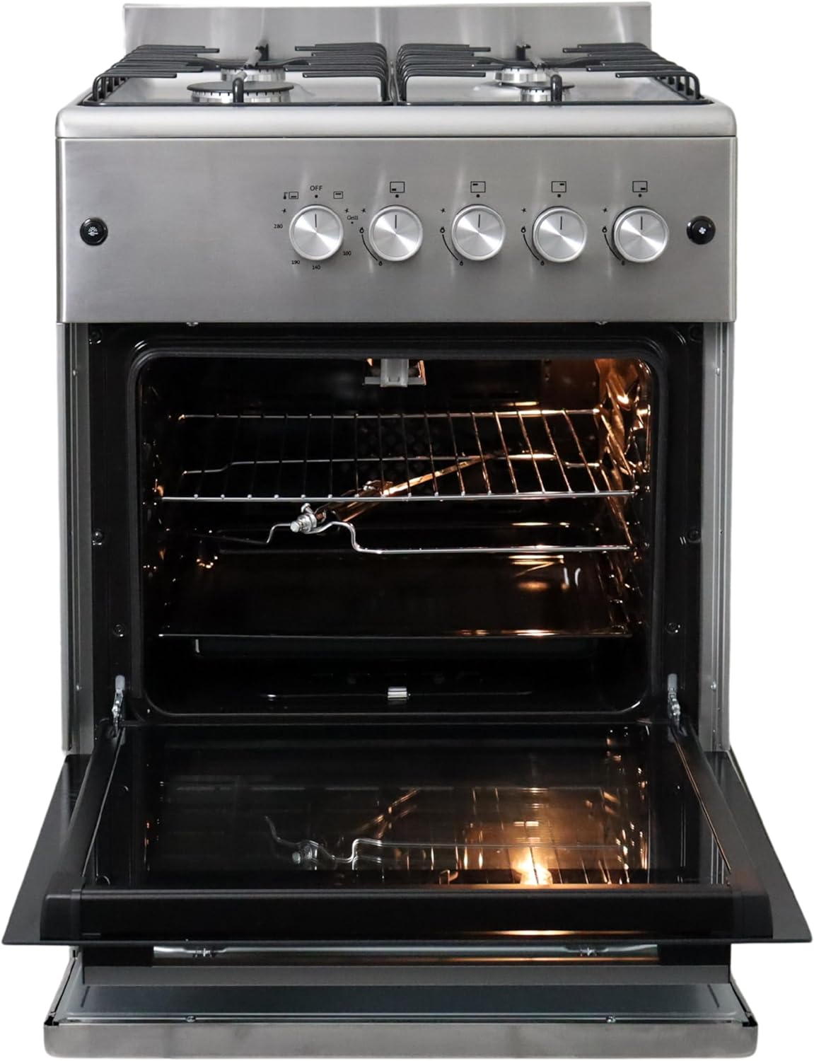 Gasline Gasherd SHGG6060FGIX Edehlstahl 60cm Gasbackofen mit Thermostat und Umluft