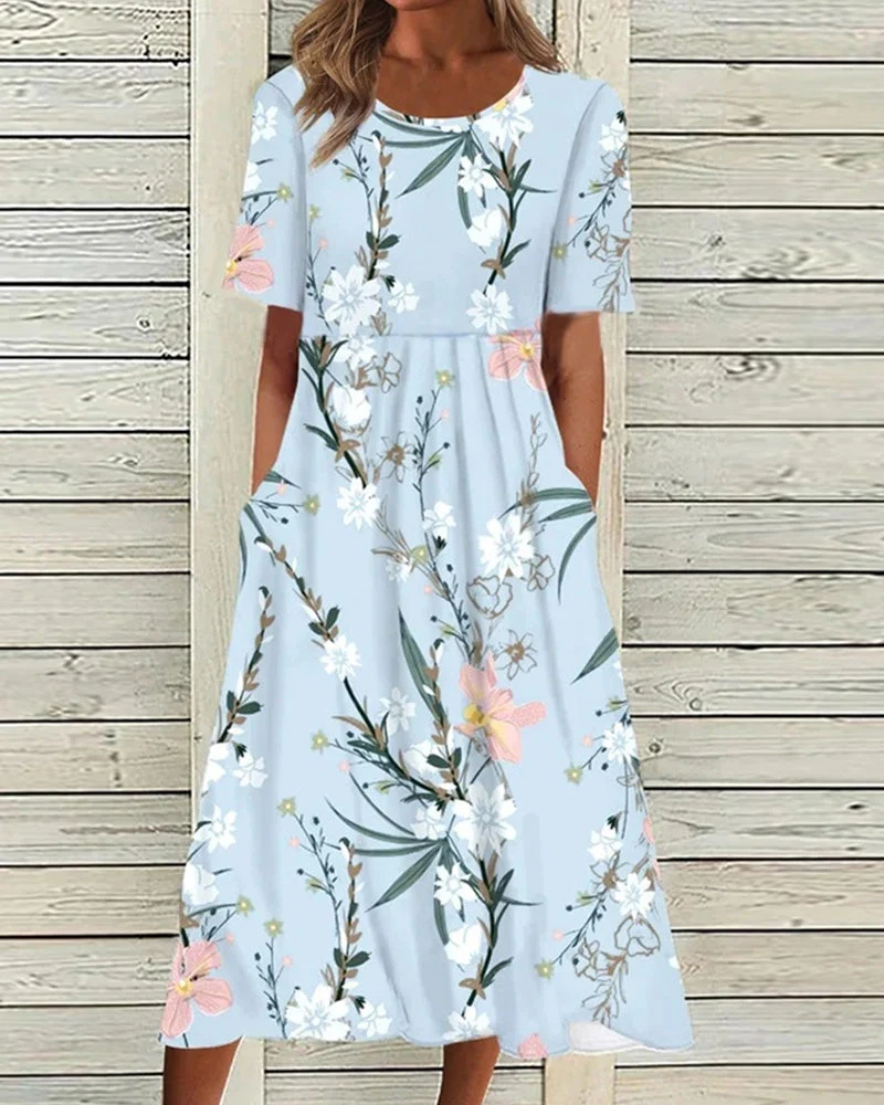 Bedrucktes Blumen-Midikleid f��r Damen