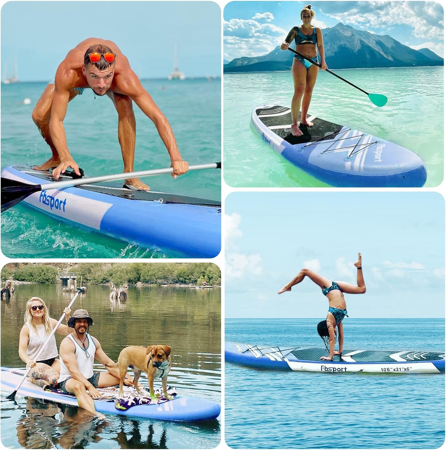 Premium-Stand-Up-Paddle-Board, Yoga-Board mit strapazierfähigem SUP-Zubehör und Tragetasche | Breiter Stand, Surf-Kontrolle, rutschfestes Deck, Leine, Paddel und Pumpe für Jugendliche und Erwachsene