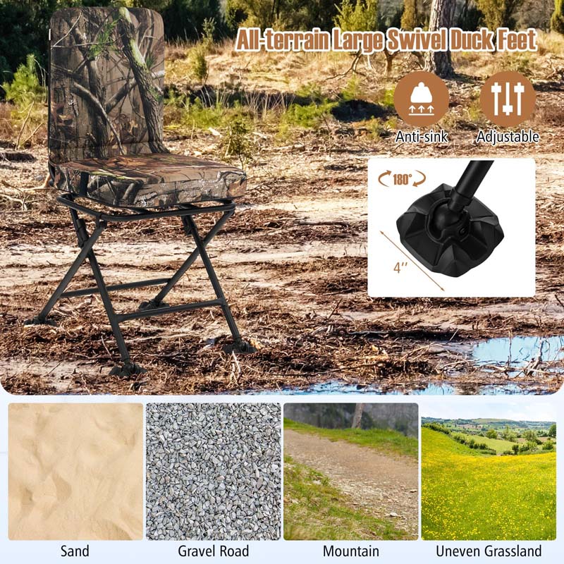 Eletriclife Swivel Folding Chair with Backrest and Padded Cushion