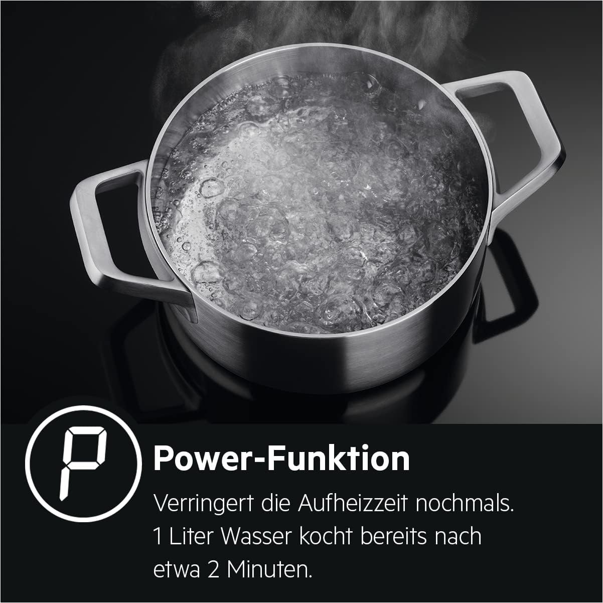 AEG IKB64431XB Autarkes Kochfeld / Induktion / Hob²Hood / Slider-Bedienung / 60 cm / Edelstahlrahmen / 4 Kochzonen / Powerfunktion / Kindersicherung