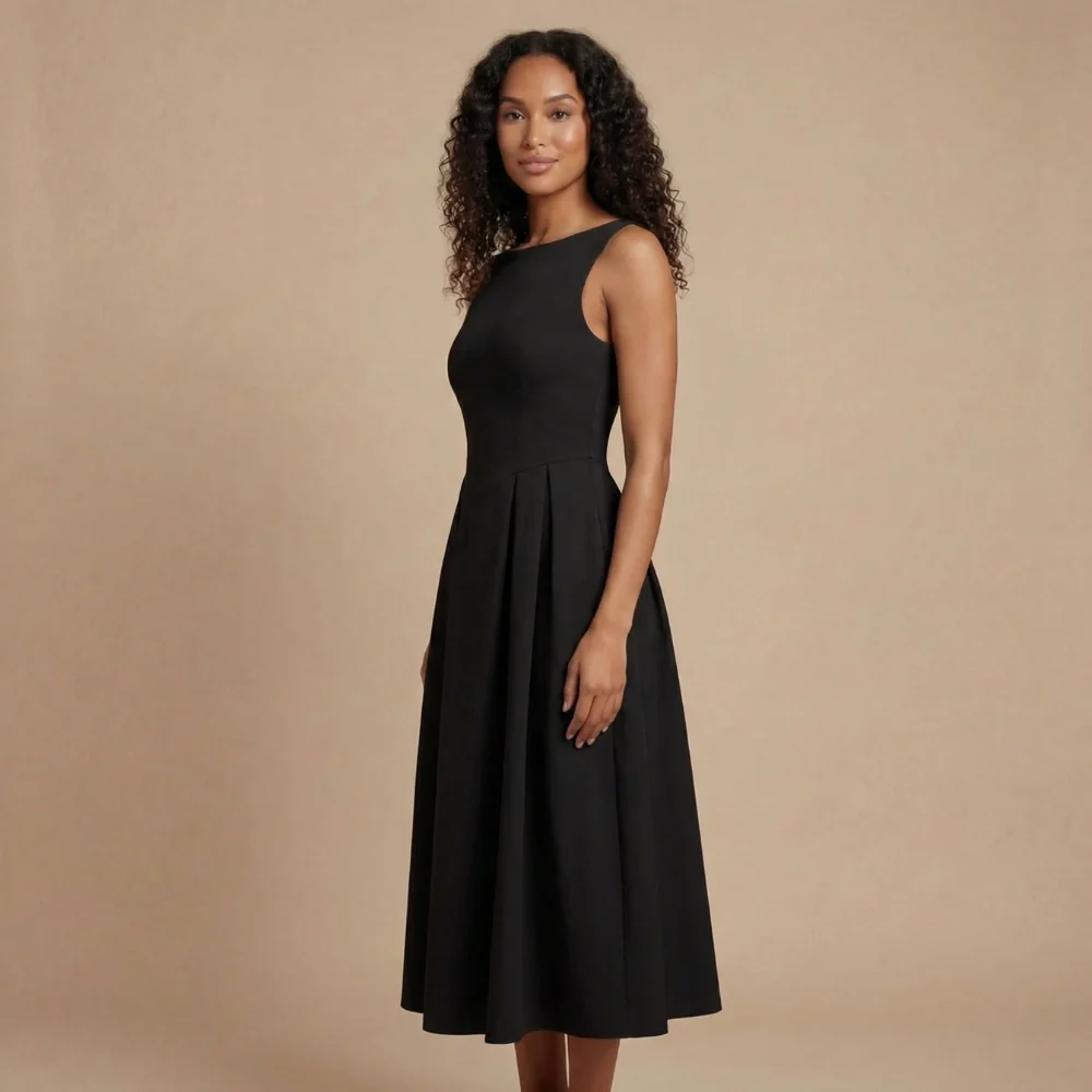?rmelloses Midi-Kleid mit U-Boot-Ausschnitt f��r Hochzeitsg?ste