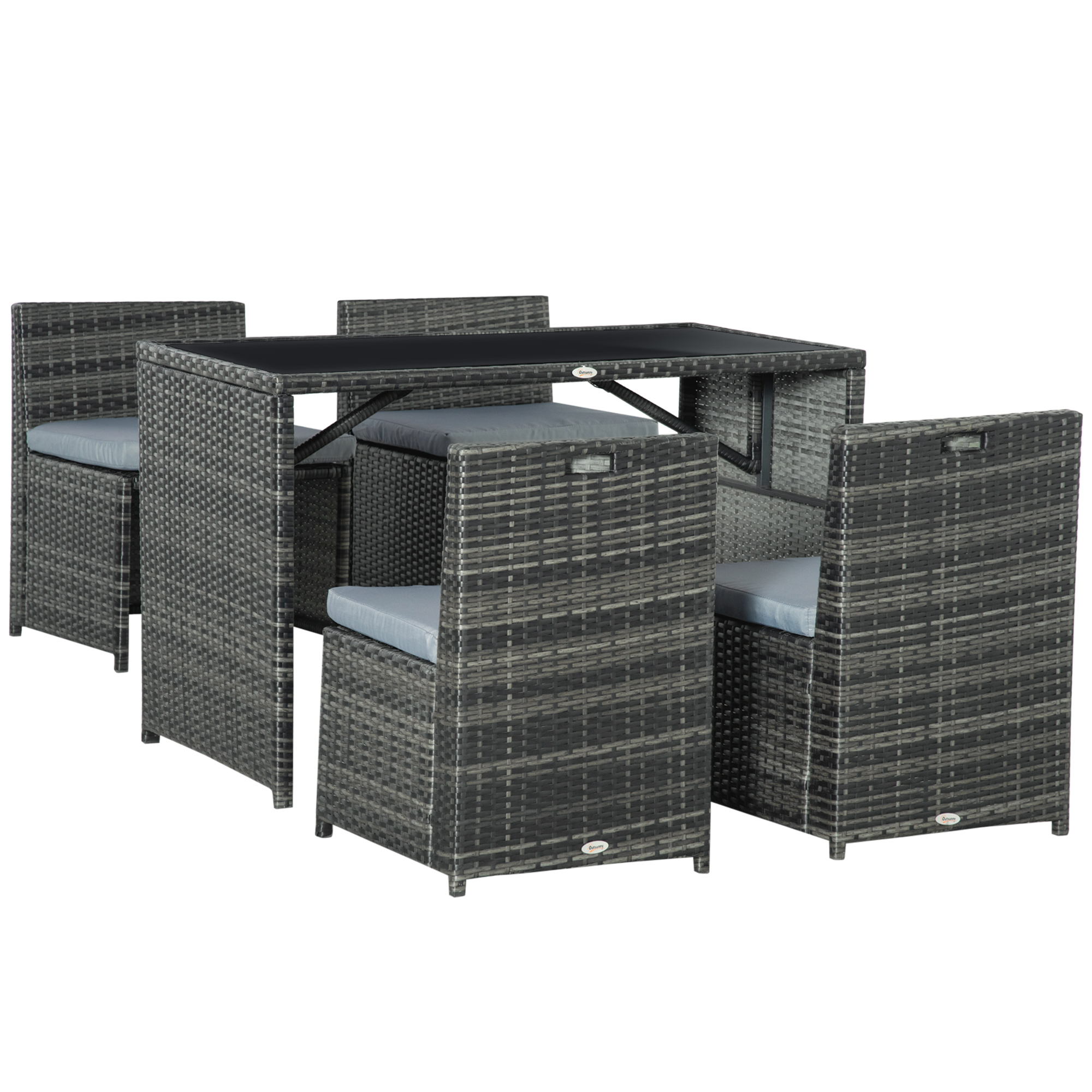 5 stuks Polyrattan tuinmeubelen rotan dining set tuinset grijs
