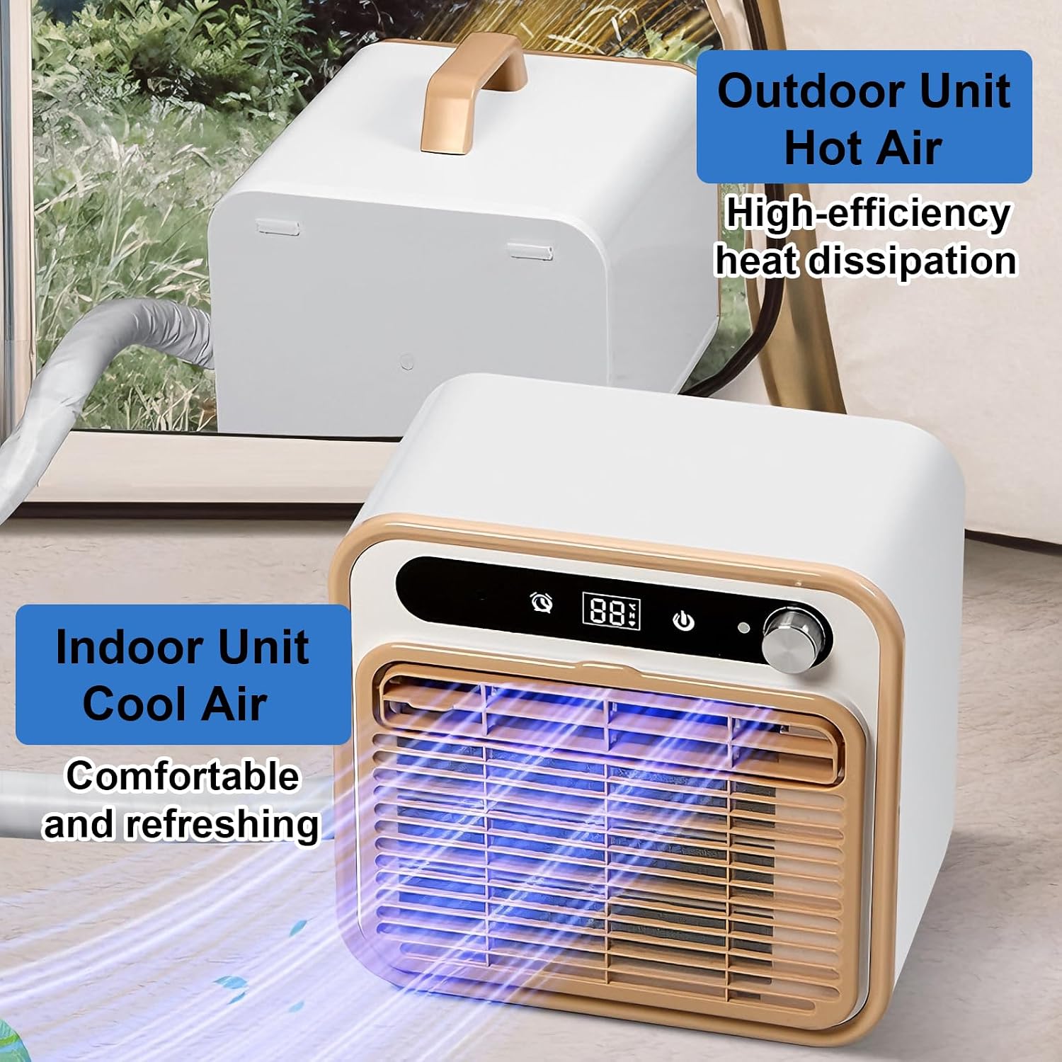 Tragbare Klimaanlage, 5000 BTU Smartes Kühlgerät mit Touch-Steuerung und 12H Timer, ideal für Schlafzimmer, Büro, Wohnmobil, leises Split-Design für Multi-Szenen-Nutzung