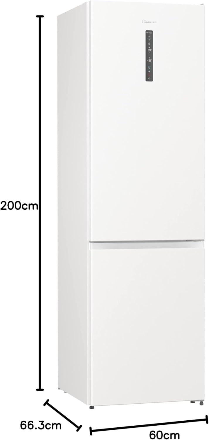 Hisense RB470N4SWC2 - Kühlschrank Premium Combi, No Frost, 2 M hoch, Klasse C, Flaschenhalter, AdaptCool-Technologie, umkehrbare Tür, leise 35 dB,