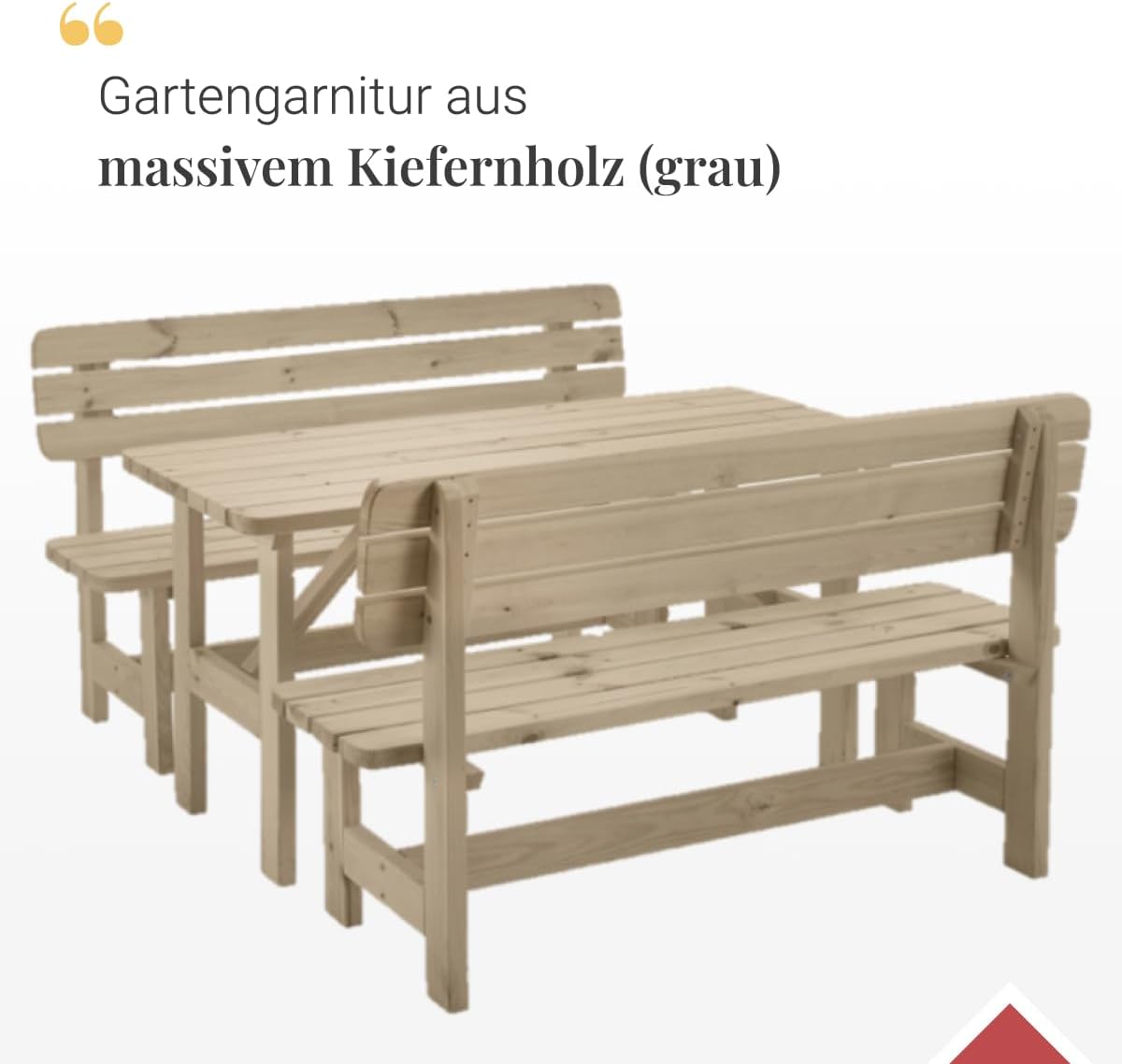Gartengarnitur aus Holz | Set bestehend aus Gartentisch & Bänken mit Lehne | Hochwertige Sitzgarnitur für den Garten | PEFC-zertifizierte Gartenmöbel für Draußen (Grau)