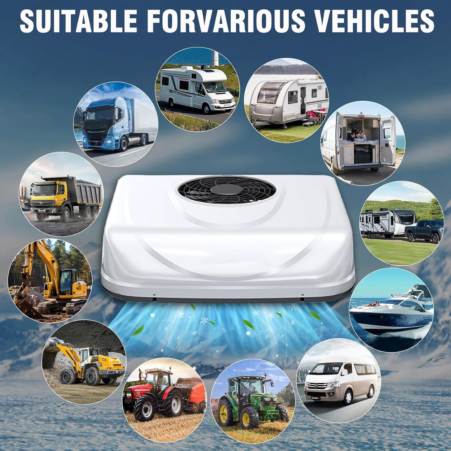 Treeligo RV Air Conditioner 12V, RV Dach Klimaanlage Für LKW, Wohnmobile, Und Wohnwagen, Rv Air Conditioner Effiziente Kühlung Für Komfortables Reisen In Anhänger Und Camper