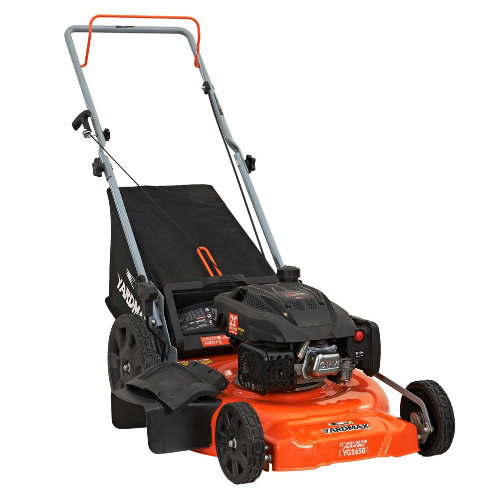 YARDMAX 21 In. 170Cc 3-In-1 Gas Walk behind Push Lawn Mower with High Rear Wheels