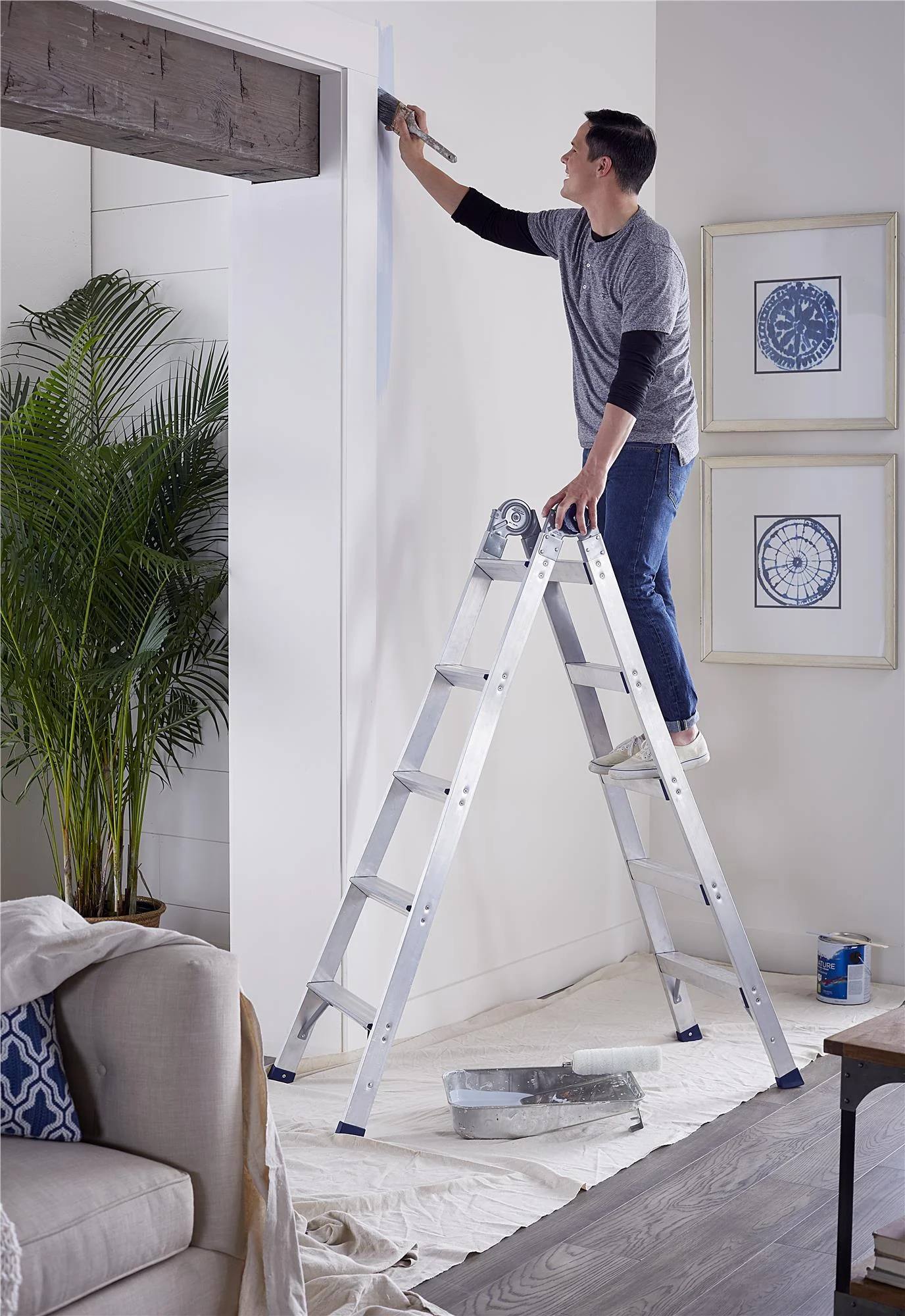2-in-1 Trap- en Uitklapladder, Bereik 2,64 m