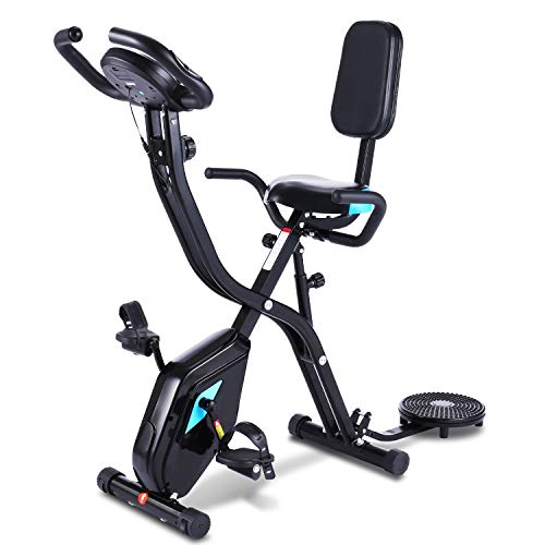 Profun Cyclette pieghevole da fitness, 10 livelli di resistenza magnetica e sedile ampio e confortevole, bicicletta di esercizio da interni, supporto per tablet e monitor digitale : Sport e tempo libero