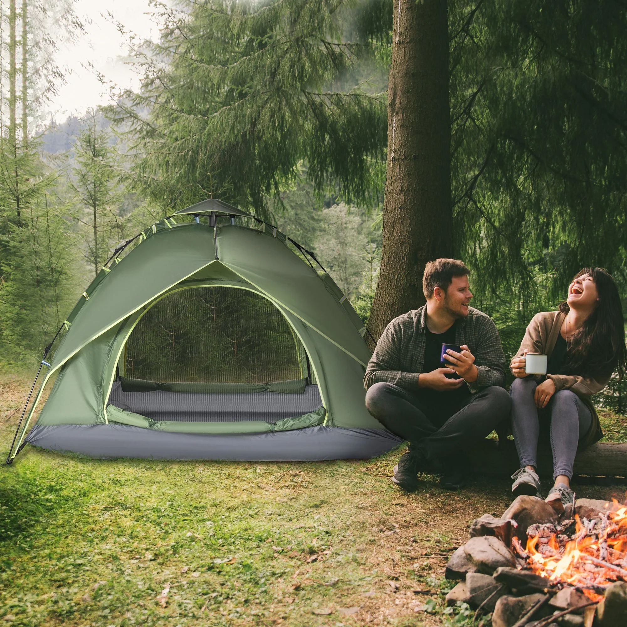 Outsunny Kampeertent 4-seizoenen Quick-Up Luifel Outdoor