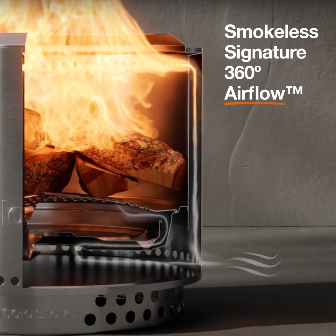 Solo Stove Yukon 2.0 + Stand, 27 Inch Smokeless Fire Pit �C Portable Stainless Steel Outdoor Fireplace - 360�� Airflow Technology and Removable Ash Pan �C Ideal for 6 or More People, 43.9lbs, Ash