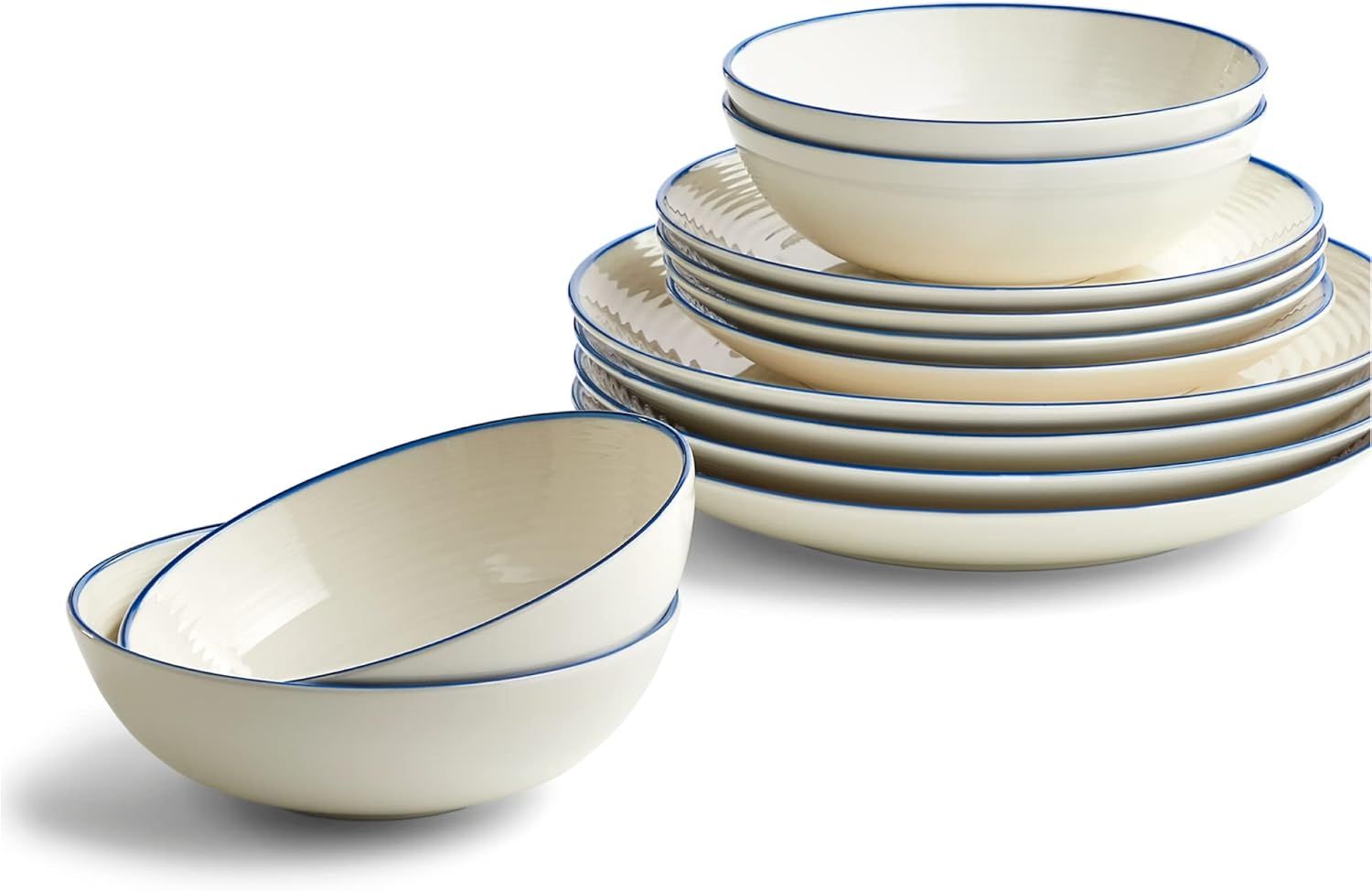 Gordon Ramsay Maze Denim Dinnerware Set by Royal Doulton - 12 Piece Stoneware Collection