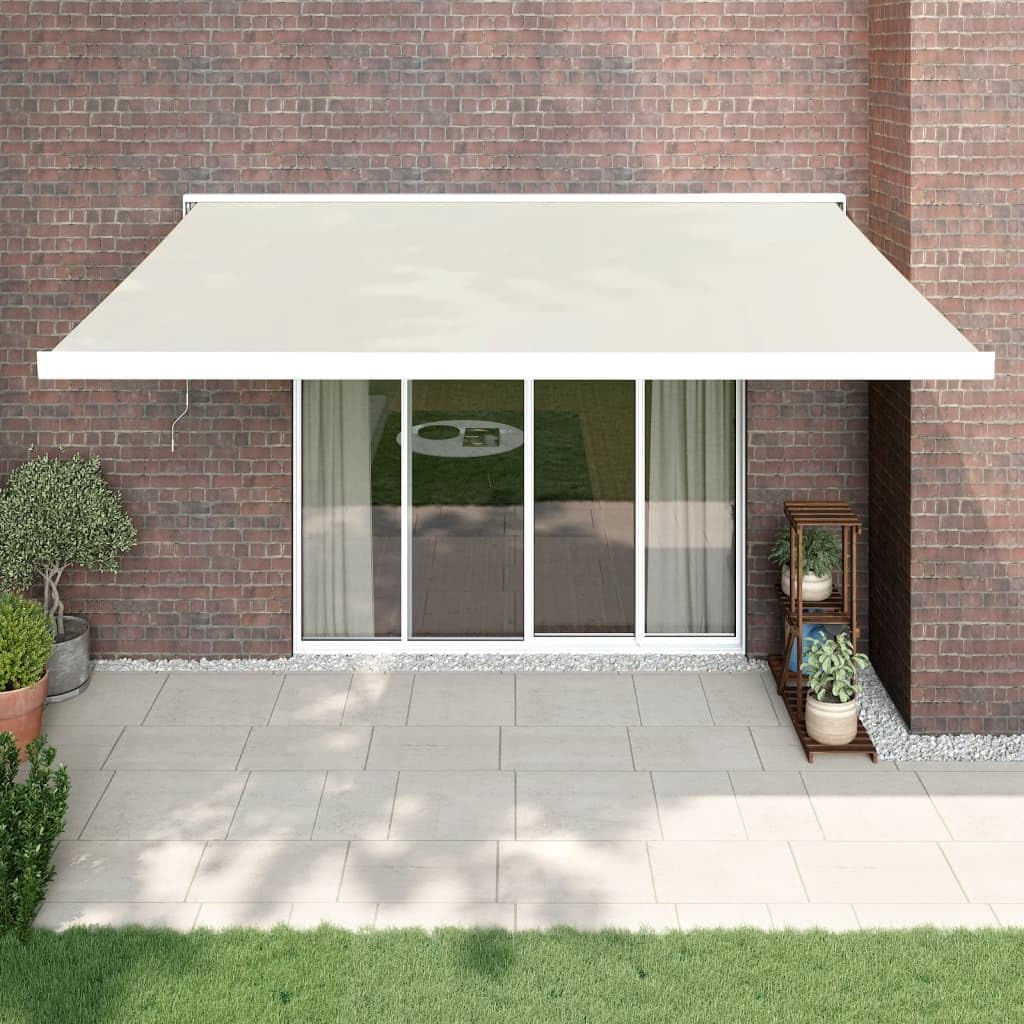 Toldo Articulado Eléctrico con Mando a Distancia, Toldo Retráctil 4x3 m, Toldo Exterior Enrollable, Toldo con Abrazadera, Toldo Motorizado Incluye Soporte de Pared, Crema