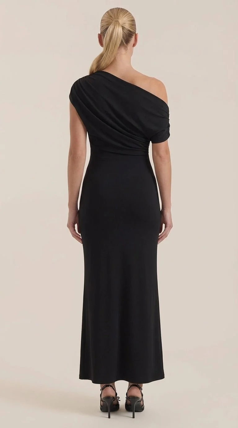 One-Shoulder-Maxikleid