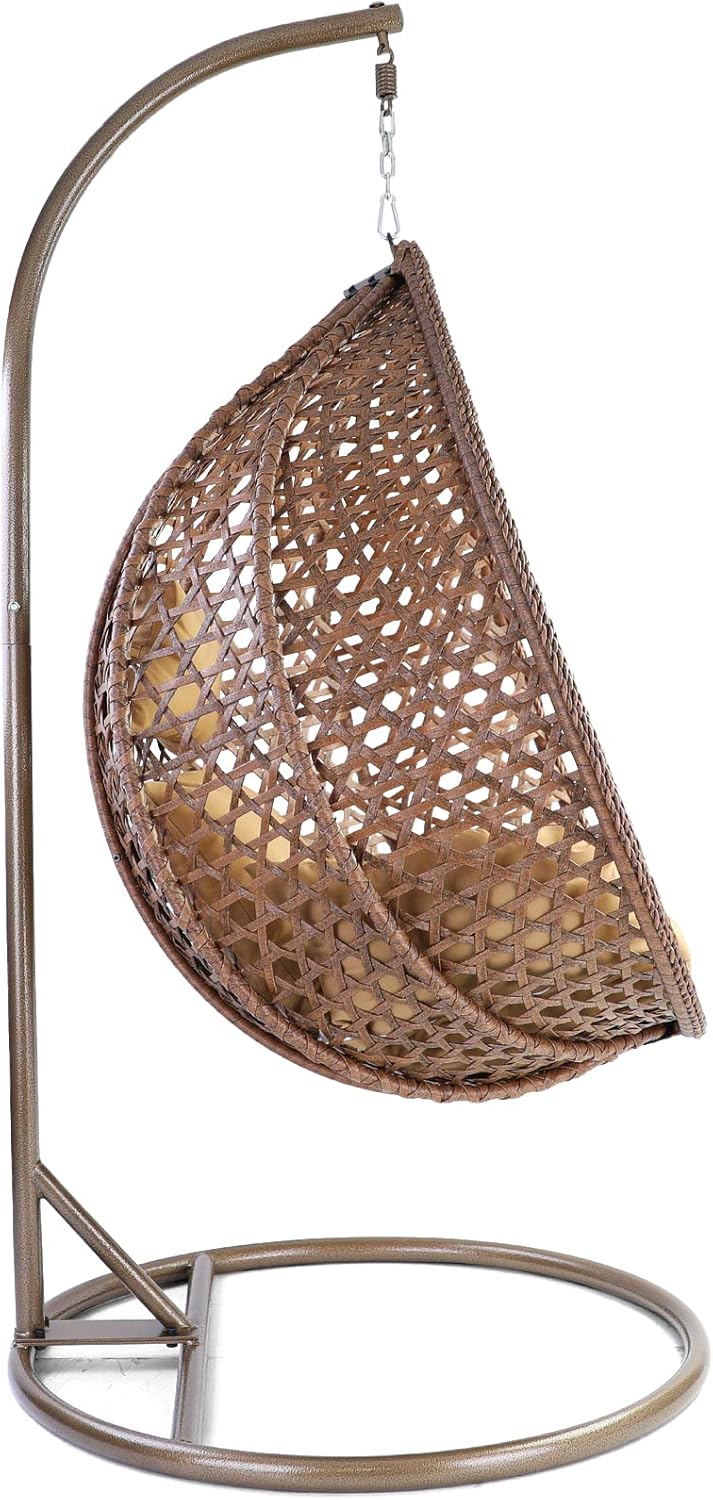 Luxus Hängesessel Style XXL Korb Gestell Braun mit Relaxkissen Braun