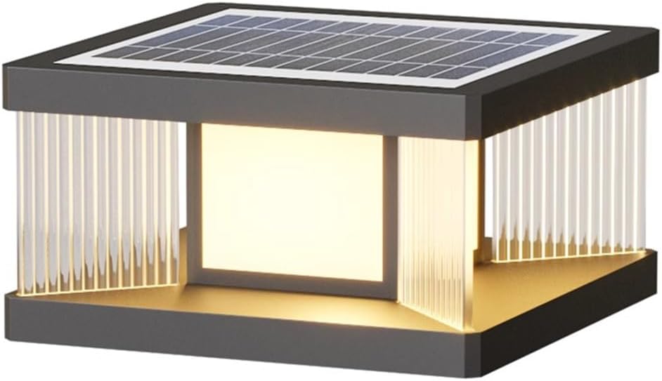 Quadratische Stehlampe mit hoher Helligkeit, solarbetrieben, Aluminiumdruckguss, wasserdicht, für den Außenbereich, 1 Stück, Säulenlaterne für Zaun, Park, Veranda, Landschaftsbeleuchtung.