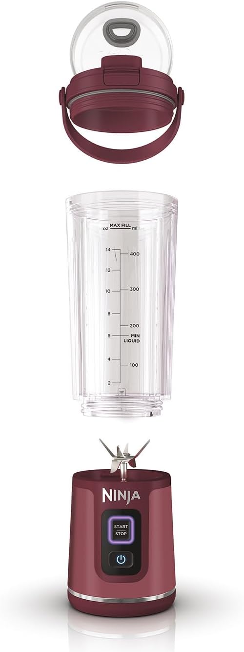 Ninja Blast Tragbarer Mixer / Blender / Smoothie Maker, 530ml Becher, Auslaufsicherer Deckel, Leistungsstarker Mini Standmixer, Kabellos & Wiederaufladbar, Zerkleinert Eis & Obst, Schwarz, BC151EUBK