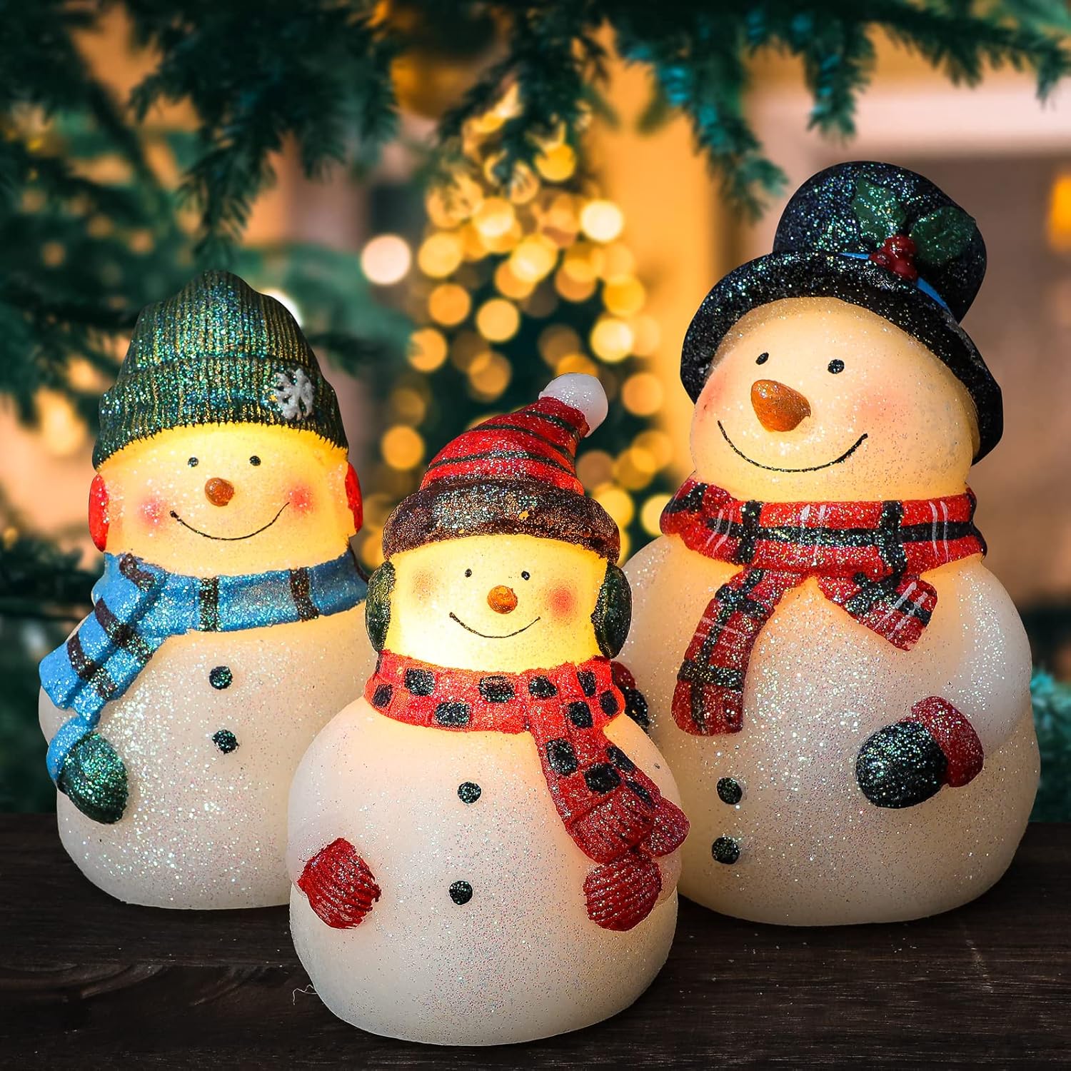 Weihnachten LED flammenlose Kerzen, Schneemann Neuheit Beleuchtung Batteriebetriebene Fernbedienung, Echtwachs LED Flackernde Kerzen Dekorativ für Urlaub, Schlafzimmer, Party (Schneemann-1)