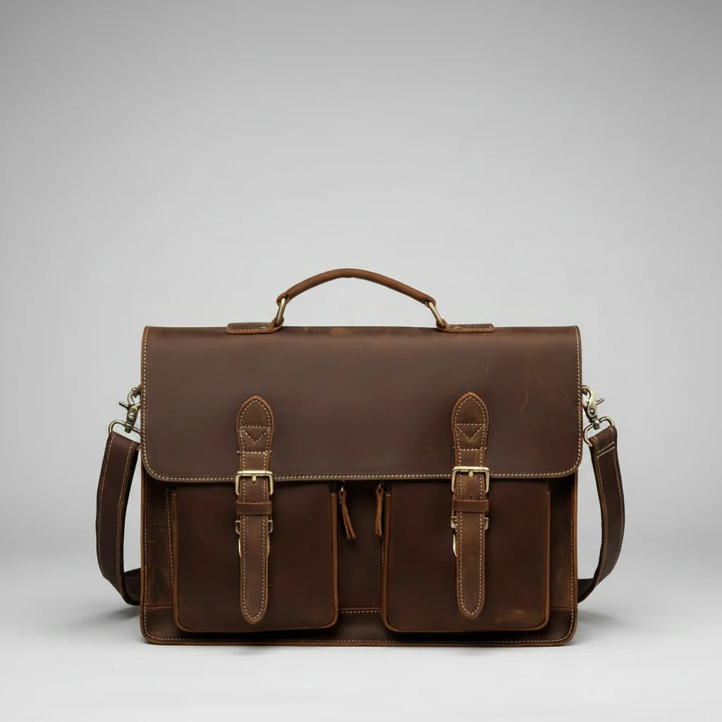 Handmade Full Grain Leather Briefcase Leather Messenger Bag