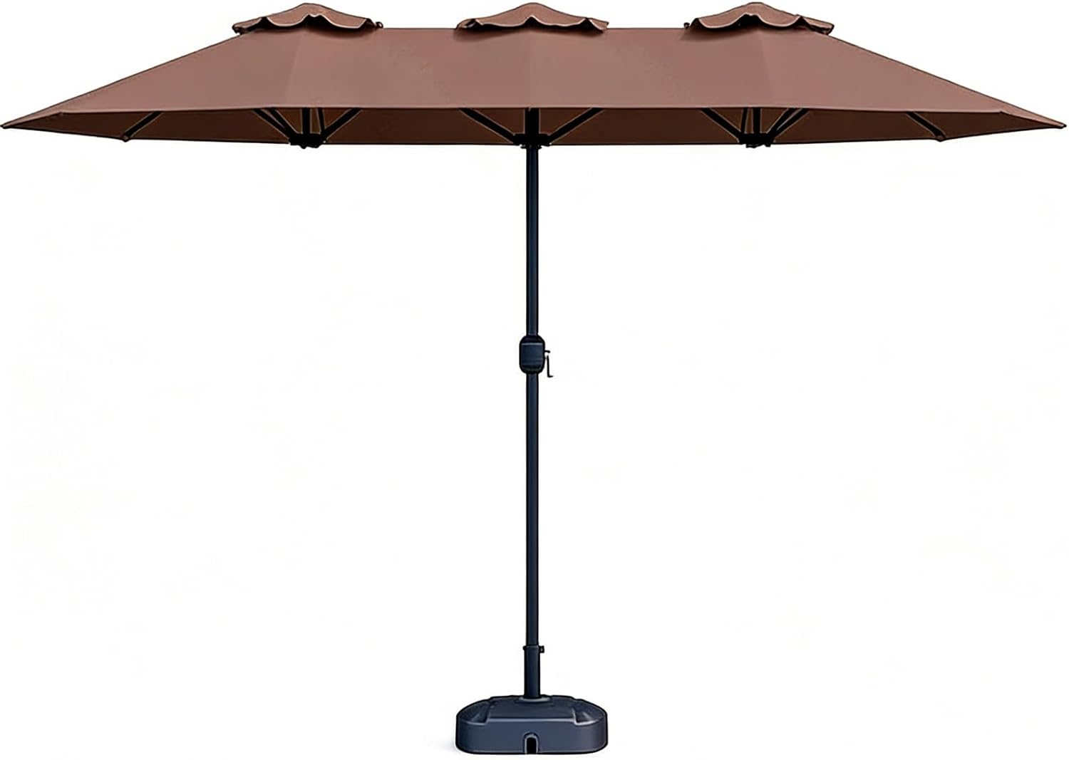 Markttisch-Terrassenschirm for Den Außenbereich, Großer Doppelseitiger Rechteckiger Sonnenschirm for Den Außenbereich, for Pool, Veranda, Garten, Terrasse(Coffee,Small Base)