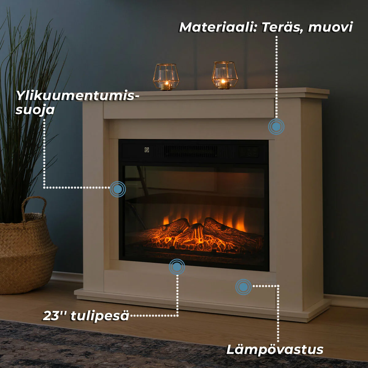Lykke Elektrokamin L, 2000W, Wei