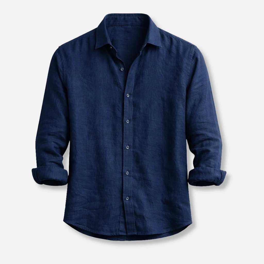Leinen-Sommerhemd �C Button-Down mit Krempel?rmeln f��r Herren