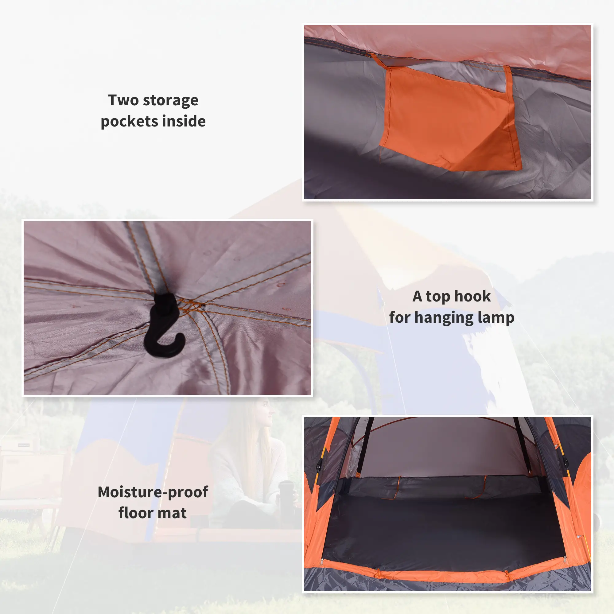Outsunny Kampeertent Quick-Up 4-6 Personen dubbelwandig Outdoor