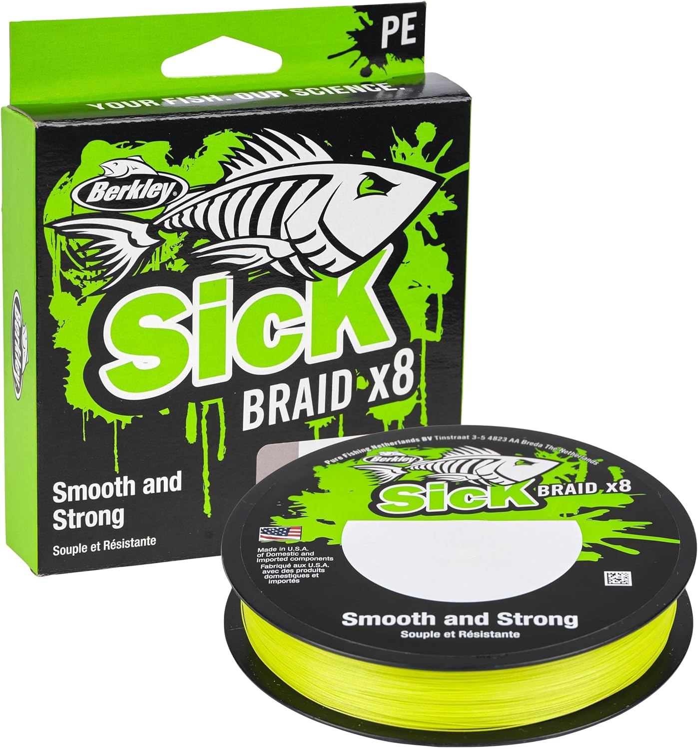 Berkley Sick Braid – 8-fach geflochtene Angelschnur, super glattes 8-fach Multifaden PE Raubfischgeflecht, Angelschnüre 150-300 m zum Süßwasser- oder Salzwasser-Meeresangeln